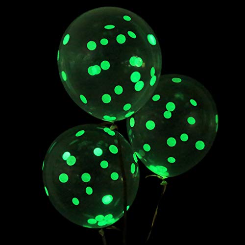 Fansuny 12Pack of Blacklight Party Balloons Containing Fluorescent Sequins 12inch Latex Balloons that Glow in The Dark - Click to Buy