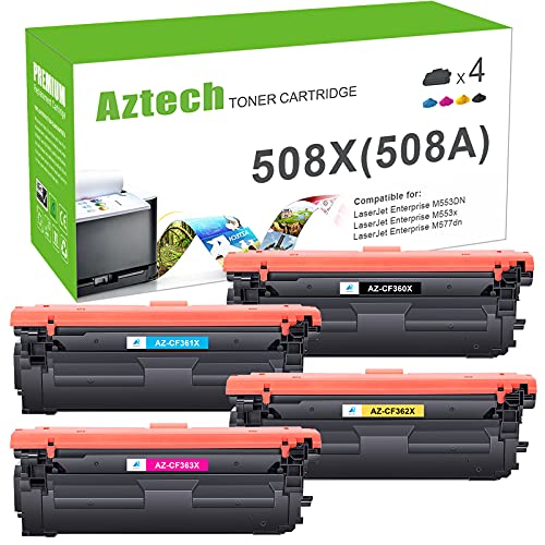 Aztech Kompatibel Tonerkartusche als Ersatz für HP 508X 508A CF360X CF361X CF362X CF363X Color Laserjet Enterprise M552dn M553dn M553n M553x MFP M557(Schwarz,Cyan,Gelb,Magenta, 4er-Pack) Aztech (Not HP Brand) - Click to Buy