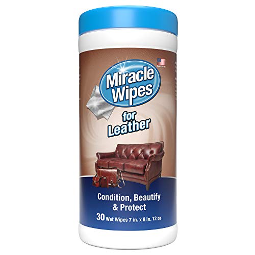 MiracleWipes for Leather Cleaning & Conditioning - Vehicle, Furniture, Shoes, Jacket, Interior, Upholstery - Clean, Protect, Moisturize - UV Protection, Help Prevent Fading, Cracking - (30 Count) - Click to Buy