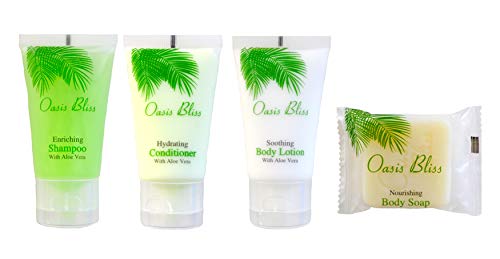 100 pcs Hotel Amenities Bundle: 25 Bath Bars, 25 Shampoo, 25 Conditioner, 25 Lotion - Bulk Mini Travel Size Guest Supplies Set - Click to Buy
