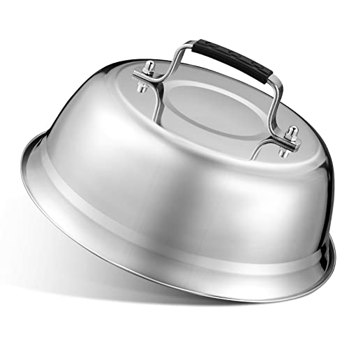 HOUSE AGAIN Dôme à fromage – 2,5 mm d'épaisseur en acier inoxydable – Accessoires de gril rond durable, couvercle de cuisson à la vapeur – Poignée résistante à la chaleur pour grill plat - Click to Buy