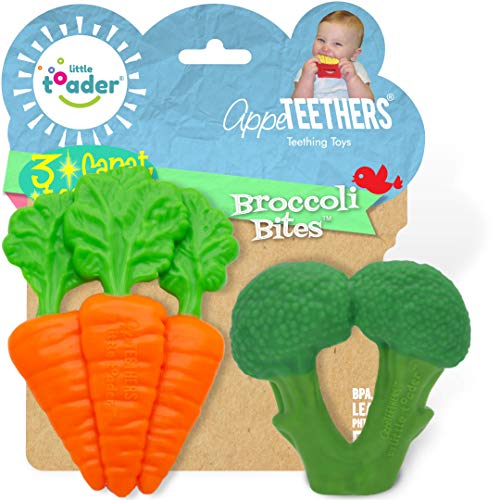 Little Toader - Baby Teether Toys – Appe-TEETHERS Broccoli teether and Carrot teether - for Teething Infants and Toddlers (Newborn and 3+ Month) - Click to Buy