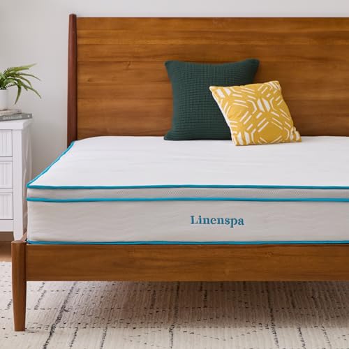 Linenspa 10 Inch Memory Foam and Spring Hybrid Mattress - Medium Feel - Bed in a Box - Quality Comfort and Adaptive Support - Breathable - Cooling - Perfect for a Guest Bedroom - Twin XL Size - Click to Buy