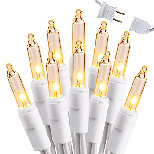 Brizled Clear Christmas Lights, 300 Count 69.6ft Incandescent White Lights String, Connectable 120V UL Certified Indoor/Outdoor White Light on White Wire for Room, Birthday, Wedding, Party, Warm White - Click to Buy