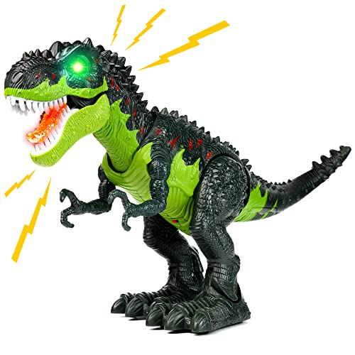 CifToys Tyrannosaurus Rex Dinosaur Walking Dinosaur Toys Kids Toy Realistic Trex Dinosaur Toy Walking Moving Glowing Dino Figure (Green) - Click to Buy