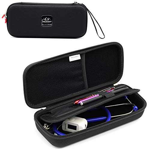 PROHAPI Hard Stethoscope Case, Large Stethoscope Carrying Case with ID Slot, Compatible with 3M Littmann/ADC/Omron/MDF Stethoscope Includes Mesh Pocket for Nurse Accessories (Black) - Click to Buy