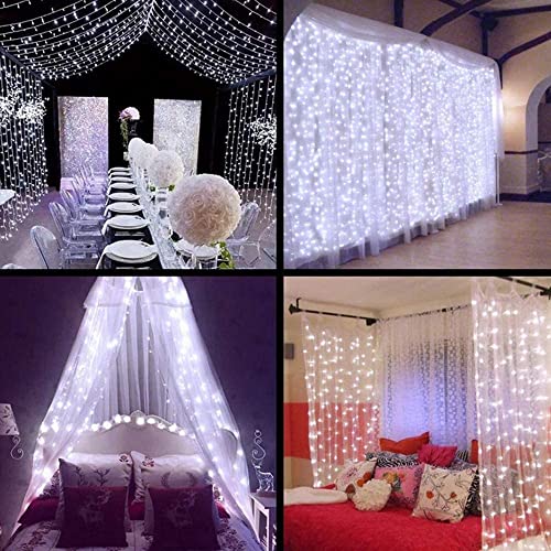 MZD8391 Lichterkette, 304-LED-Lichterkette für Hochzeit, Schlafzimmer, Bett, Baldachin, Garten, Terrasse, Außen- und Innenbereich White curtain light - Click to Buy