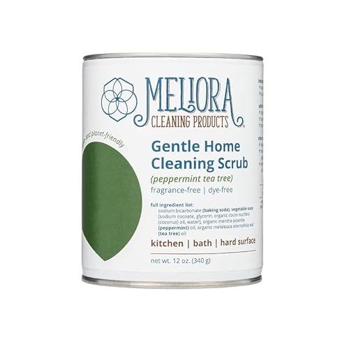 Meliora Cleaning Products Gentle Home Cleaning Scrub - Scouring Cleanser for Kitchen, Tube, and Tile, 12 oz. (Peppermint Tea Tree) - Click to Buy
