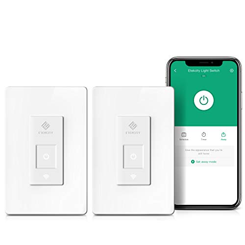 Etekcity Smart Light Switch, Wifi Light Switch that Works with Alexa, Google Home and IFTTT, Neutral Wire Required, No Hub Required, 15A/1800W, ETL/FCC Listed, 2 Pack - Click to Buy