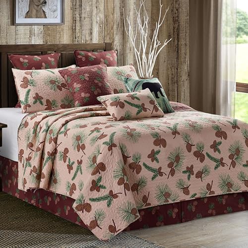 Forest Pines 3pc Full/Queen Size Cabin/Lodge Quilt & Pillow Shams Set - Click to Buy