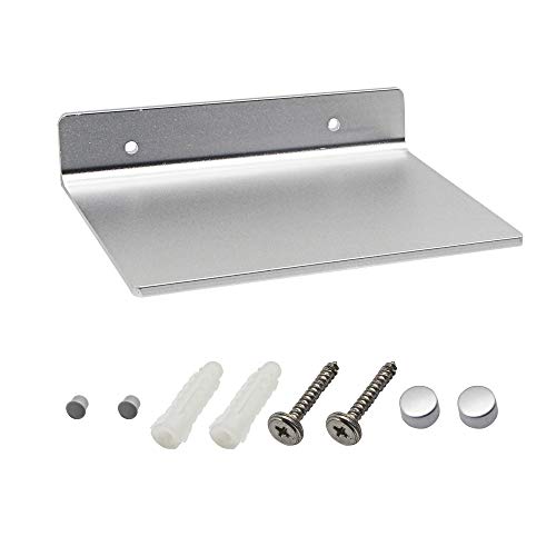 SinLoon 6 Inch Small Shelf in Flat Satin Aluminum Bathroom Shelf Wall Mount for Small Speaker Smartphone, Tablet, Toiletries (Silver)