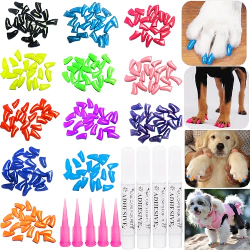 VICTHY 100pcs Dog Nail Caps, Claw Covers With Glue and Applicators (S) - Click to Buy