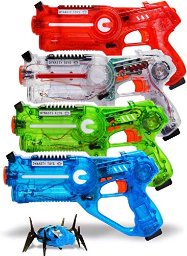 DYNASTY TOYS Family Laser Tag Set - 4 Laser Tag Blasters - Transparent Special Edition Blasters - Click to Buy