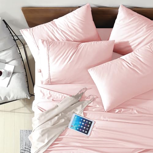Swift Home Luxury Bedding Collection, Ultra-Soft Brushed Microfiber 6-Piece Bed Sheet Sets, Extremely Durable - Easy Fit - Wrinkle Resistant - (Includes 2 Bonus Pillowcases), Queen, Rose Blush - Click to Buy