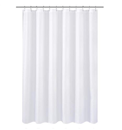 N&Y HOME Kurzer Duschvorhang oder Liner-Stoff 167,6 cm kürzere Länge, Hotelqualität, waschbar, wasserabweisend, Rautenmuster, weiße Badezimmervorhänge mit Ösen - Click to Buy