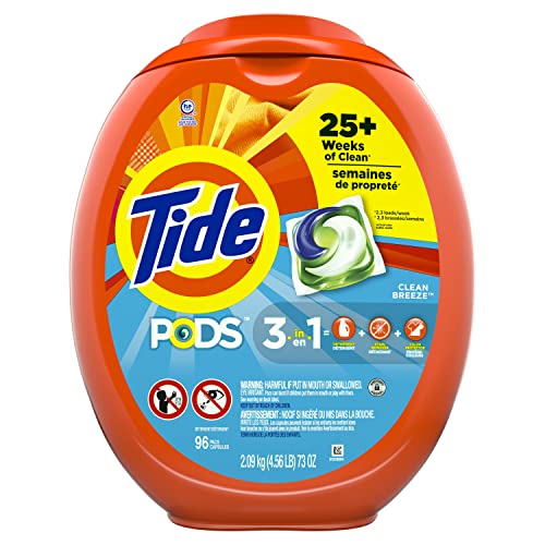 Tide PODS Laundry Detergent Soap PODS, High Efficiency (HE), Clean Breeze Scent, 96 Count (Packaging May Vary) - Click to Buy