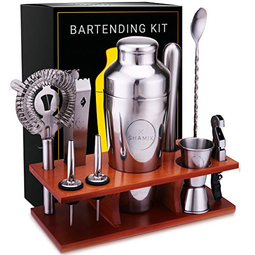 JLHT Bar Set 11-Piece Bartender Kit - Cocktail Shaker Set Bar Tool Set for Home and Professional Bartending - Martini Shaker and Drink Mixing Bar Tools - Cocktail Kit with Bar Tools, Recipe Bonus - Click to Buy