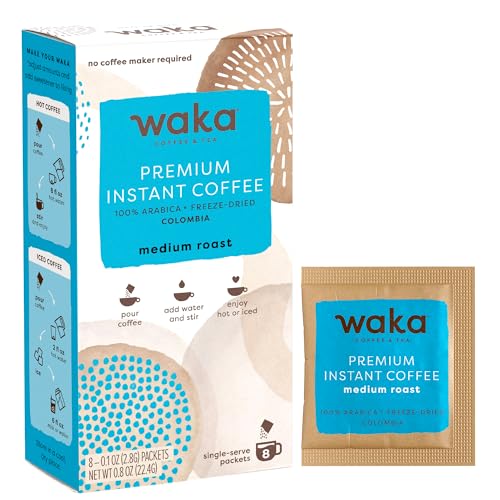 Waka — Medium Roast Instant Coffee — Colombian 100% Arabica Freeze Dried Beans — 8 Single-Serve Packets - Click to Buy