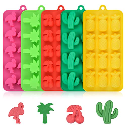 Candy Molds Silicone Chocolate Molds - Silicone Molds Including Cactus, Flamingo, Coconut Tree & Cherry for Making Candy, Chocolate, Fruit Snack, Pack of 4 - Click to Buy