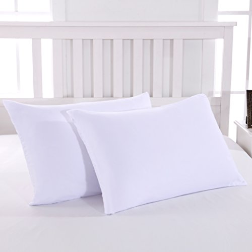 Mohap Zipper Pillowcase 2 Pieces Brushed Microfiber 1800 Hotel Quality Super Soft Pillow Cover No Shrinkage No Fade Pillow Protectors - White, King - Click to Buy