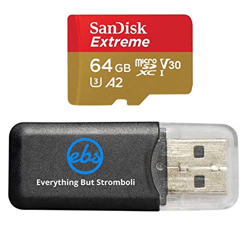 SanDisk 64GB Micro SDXC Memory Card Extreme Works with GoPro Hero 7 Black, Silver, Hero7 White UHS-1 U3 A2 with (1) Everything But Stromboli (TM) Micro Card Reader - Click to Buy