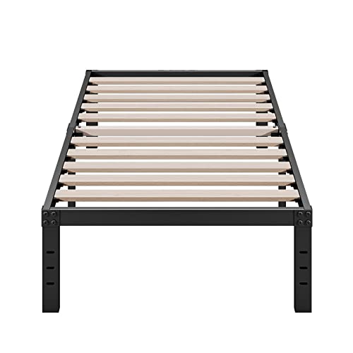 ZIYOO Twin XL Bed Frame, 14 Inches High, 3" Wide Wood Slats with 2500 Pounds Support for Mattress, No Box Spring Needed, Noise Free, Easy Assembly - Click to Buy
