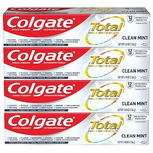 Colgate Total Toothpaste with Whitening, Clean Mint, 4.8 Ounce (Pack of 4) - Click to Buy