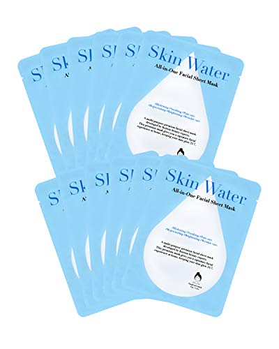 [KOREAN SKIN CARE FACE MASK SHEET] Skin Water All-In-One Facial Sheet Mask 12 Pack of Sheet Masks; Made in Korea by K beauty Face Mask experts; Hydrating Moisturizing Soothing; For all skin types - Click to Buy
