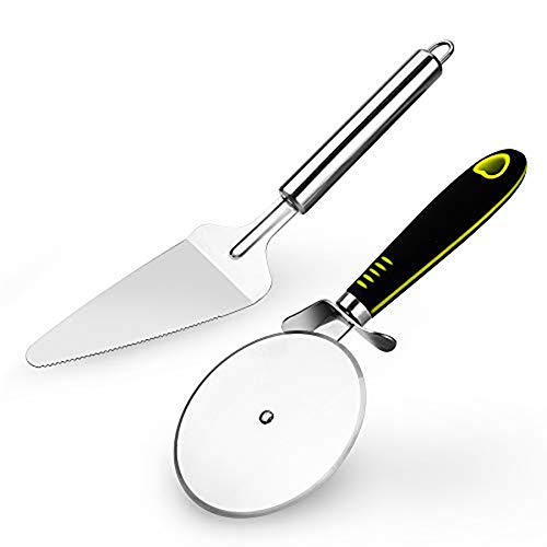 2 Pack | 4" Pizza Cutter Wheel, Cake Pie Server Professional Cake Cutter | Premium Stainless Steel Blade | Cut, Slice and Clean with Ease | Cutters for Pizza, Pies, Dough, Fudge - Click to Buy