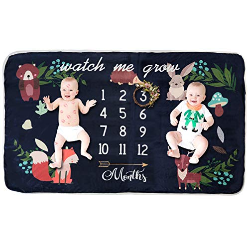 Yinuoday Fleece Baby Monthly Milestone Blanket Extra Large Photography Background Blanket Thick Backdrop Prop Swaddle for Single & Twins (for Twins) - Click to Buy