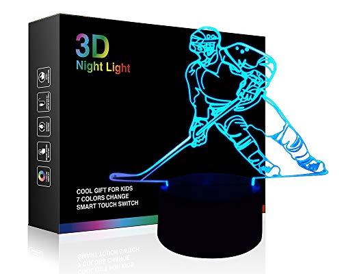 Hockey Player 3D Lamp Night Lights for Kids 7 LED Color Changing Touch Table Desk Lamps Lighting Cool Toys Gifts Birthday Xmas Decoration for Sports Hockey Fan - Click to Buy