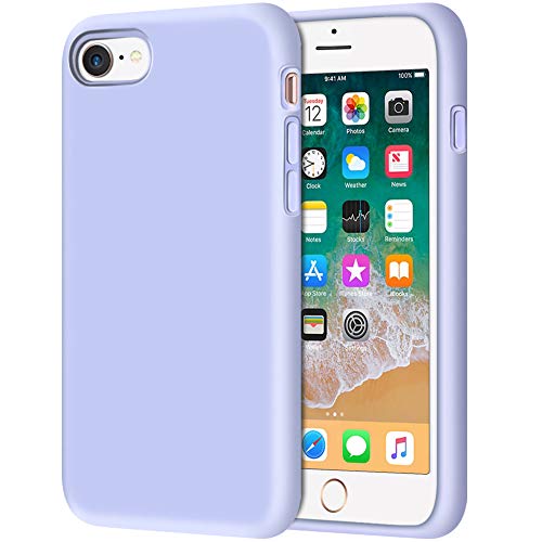 Anuck iPhone SE Case 2022/2020, iPhone 8 Case, iPhone 7 Case, Non-Slip Liquid Silicone Gel Rubber Bumper Phone Case Soft Microfiber Lining Hard Shockproof Protective Cases Cover 4.7", Light Purple - Click to Buy