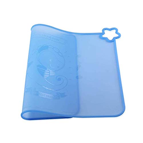 Silicone Baby Placemats for Children Kids Toddlers, Cute Stone Baby Placemats Travel with Raised Edge, Silicone Surface, Waterproof, Portable, Easy to Clean, Dishwasher Safe, BPA Free, Blue - Click to Buy