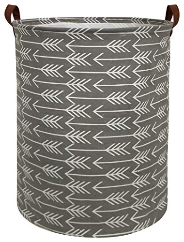 HIYAGON Large Storage Baskets,Waterproof Laundry Baskets,Collapsible Canvas Basket for Storage Bin for Kids Room,Toy Organizer,Home Decor,Baby Hamper(Grey Arrows) - Click to Buy