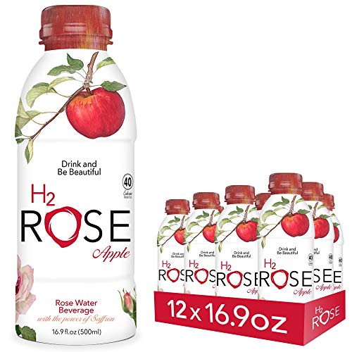 H2rOse - Apple Rose Water Beverage with the Power of Saffron – Healthy Alternative to Sodas & Sports Drinks - All Natural, Gluten Free, Non-GMO, Vegan w/Added Benefits - 16.9 Oz, 12 Pack - Click to Buy