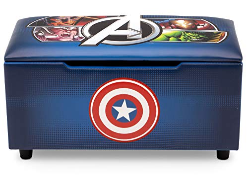 Delta Children Marvel Avengers Upholstered Storage Bench for Kids | Perfect for Bedrooms/Playrooms/Living Rooms | Features Fun Graphics of Hulk, Iron Man, Captain America, Thor - Click to Buy