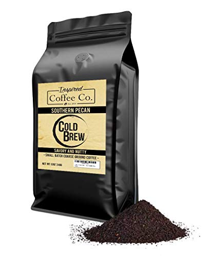 Southern Pecan - Flavored Cold Brew Coffee Grounds - Inspired Coffee Co. Local Coarse Ground Coffee for Cold Brew - Resealable Bag 12 oz - Click to Buy