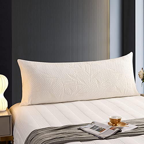 Decroom Full Body Pillow -Zipped Bamboo Cover-Breathable Cooling for Pregnancy and Long Side Sleeper-20 x 54 inch - Click to Buy