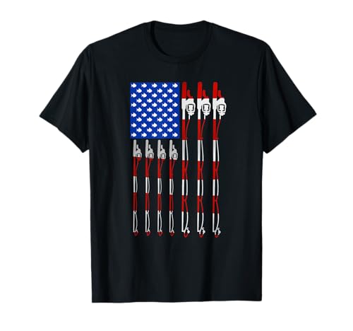 Patriotic Fishing American USA Flag Fishing Pole T-Shirt