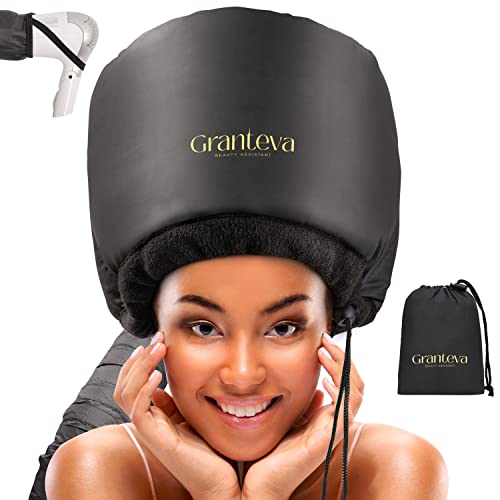 Hooded Hair Dryer w/A Headband Integrated That Reduces Heat Around Ears & Neck - Hair Dryer Hooded Diffuser Cap for Curly, Speeds Up Drying Time, Safety Deep Conditioning At Home - Portable, Large - Click to Buy