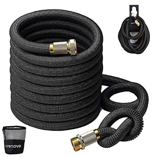 Crenova Garden Hose,50 Feet Upgraded Expandable Water Pipe with Double Latex Core,3/4'' Solid Brass Connectors,Easy Dry Storage Bag and Durable Holder-Not Include Hose Nozzle - Click to Buy