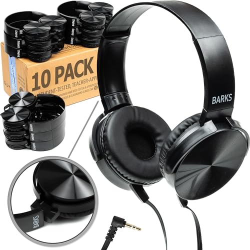Bulk Classroom Kopfhörer – 10er-Pack Over-Ear-Kopfhörer für Studenten, perfekt Kinder in Klassenzimmern, Schulen, Bibliotheken, Klasse, Set (langlebig, geräuschreduzierend, bequem, leicht zu reinigen) - Click to Buy