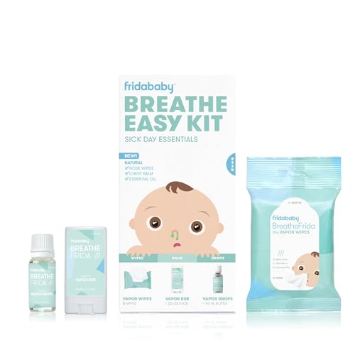 Frida Baby Baby And Toddler Breathe Easy Kit Sick Day Essentials By Fridababy- A Must-Have Set Includes Natural Nose And Chest Wipes, Organic No-Mess Chest Balm, And Organic Essential Oil For Bath - Click to Buy