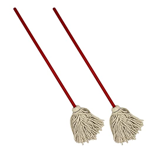 Rocky Mountain Goods Small Mop for Kids and toddlers - Traditional red and white cotton yarn toy mop - Made in USA - Great for smaller areas - Solid wood handle - Heavy duty made to last (2)