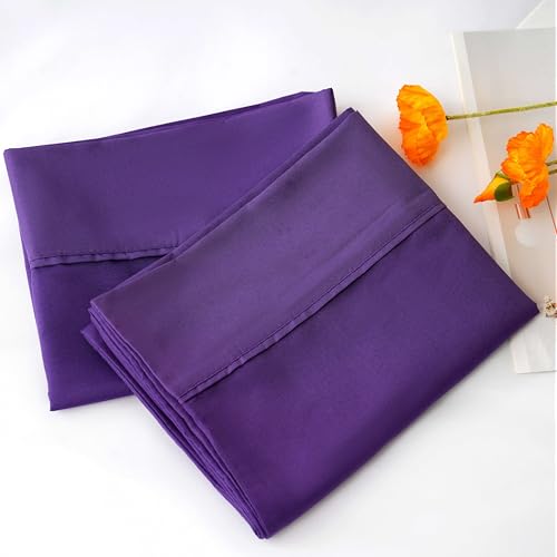 AYASW Pillowcases King Size Set of 2 Premium Soft and Cozy 1800 Double Brushed Microfiber with Envelope Closure Pillow Case 20x40 inches Purple Wrinkle Fade Resistant Stable Holiday
