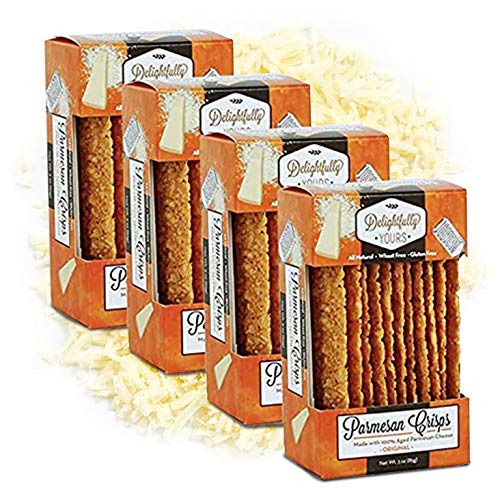Delightfully Yours Parmesan Cheese Crisps- Original Flavor (4 Pack) - Parmesan Crisps - Cheese Crisps Low Carb Keto - Parmesan Chips Made Of Just Cheese - Keto Cheese Crisps - Cheese Chips Keto - Click to Buy