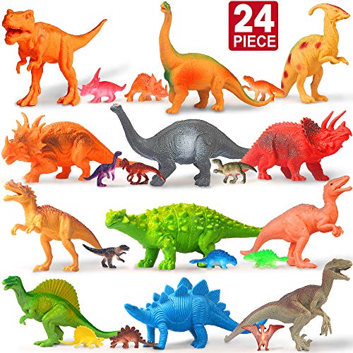 Feroxo Dinosaur Toys Dinosaur Party Supplies ââ‚¬â€œ Realistic Plastic Toy Dinosaurs Figures with Book Kids Dinosaur Toys Birthday Favors for Boys Girls Figurines Cake Small Prizes Easter Egg Pinata Filler - Click to Buy