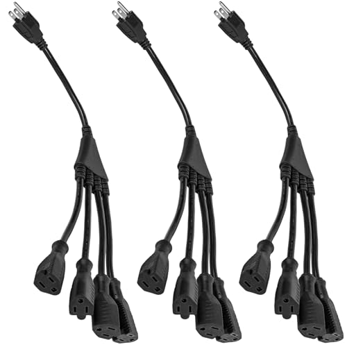 Luxury Office SJT 16 AWG Répartiteur d'alimentation 4 Voies 1 à 4 câbles avec Sortie 3 Broches et Cordon d'extension en Y Noir - Click to Buy