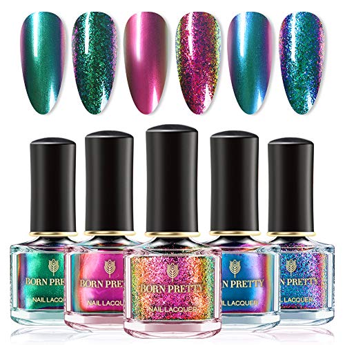 BORN PRETTY Magic Nail Polish Chameleon Sequins Multi Chrome Nail Lacquer Varnish 6 Bottles Sets - Click to Buy