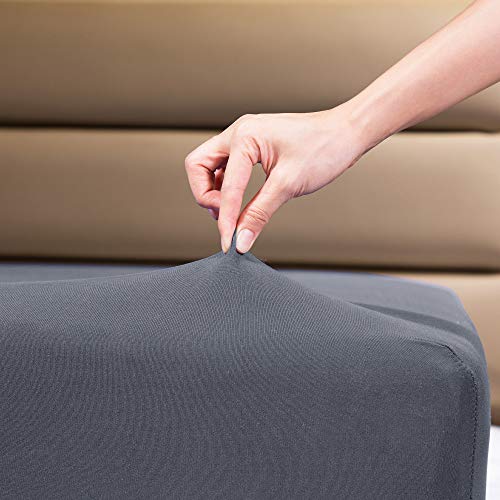 Fitted Sheet- COSMOPLUS King Fitted Sheet Only（No Flat Sheet or Pillow Shams）,4 Way Stretch Micro-Knit,Snug Fit,Wrinkle Free,for Standard Mattress and Air Bed Mattress from 8” Up to 14”,Gray - Click to Buy